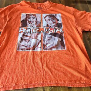 Vintage 2pac Tshirt Poetic Justice Men's XL Orange. Good Cond